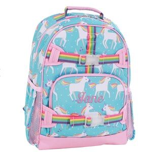 POTTERY BARN MACKENZIE AQUA UNICORN PARADE BACKPACK LARGE SIZE 17”
